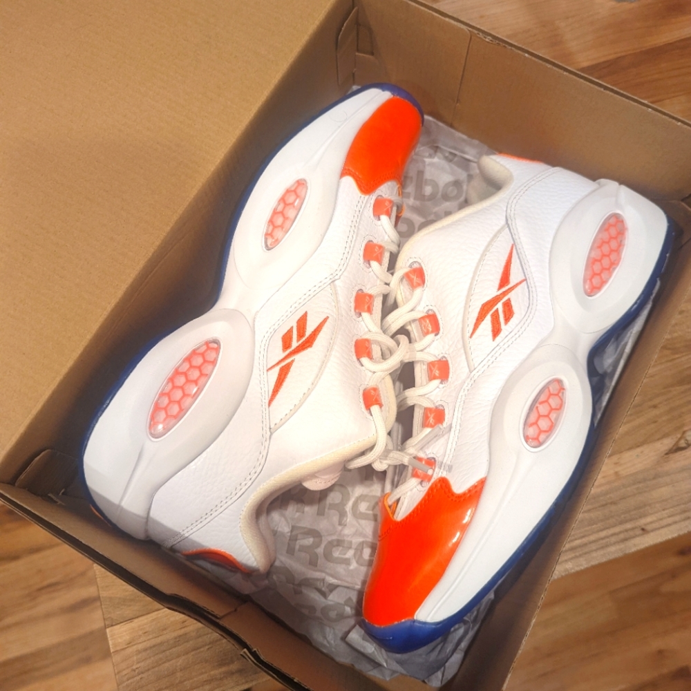 Reebok Question Low Patent Toe Orange